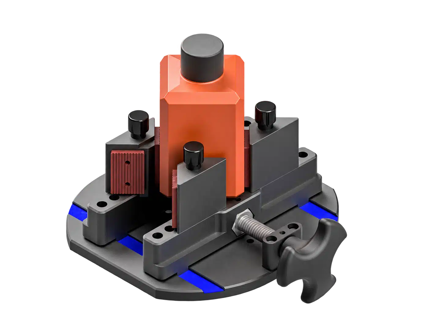 Grip-cube clamping for ACRN torque tester, suited to flexible and deformable bodies